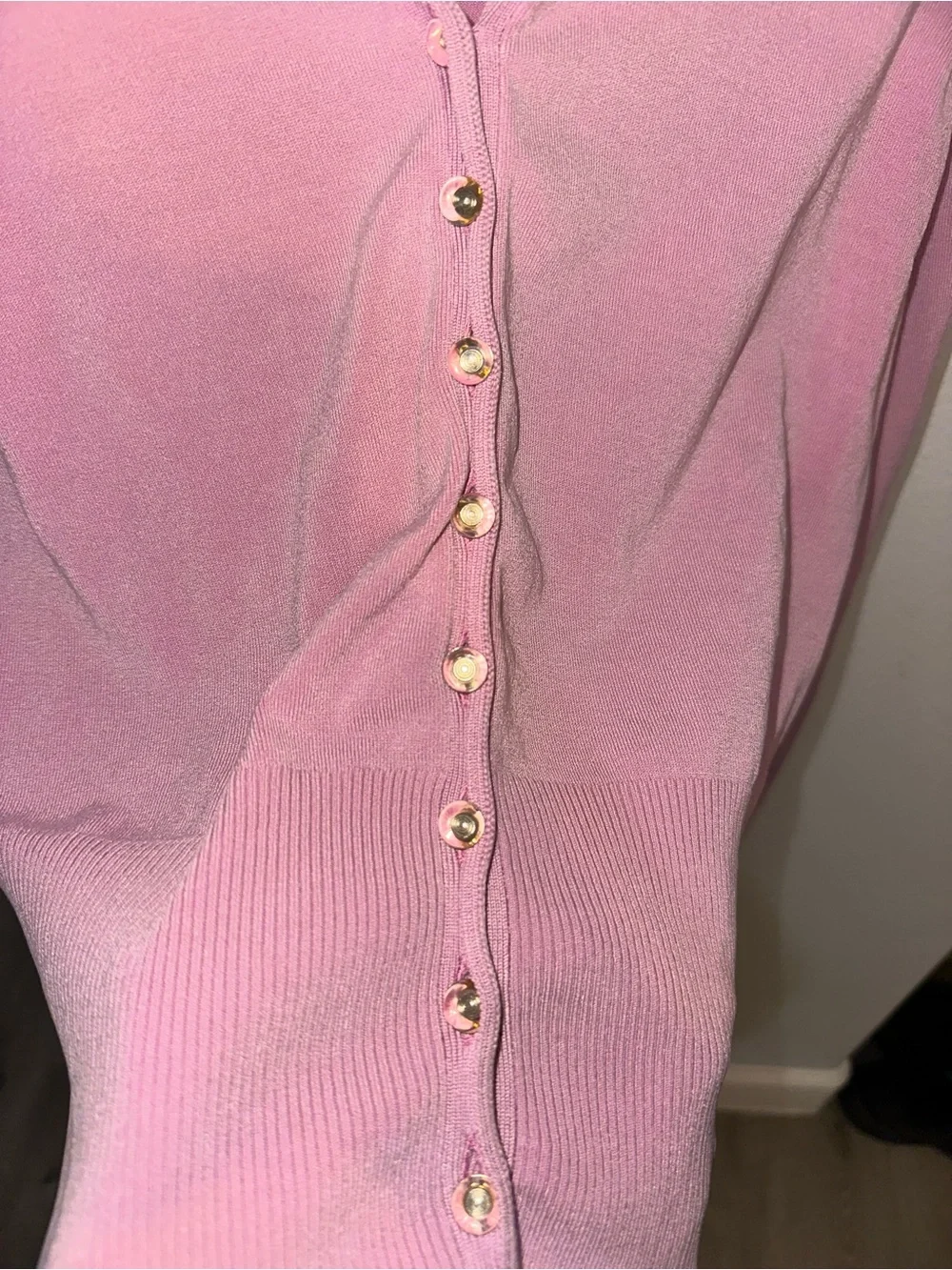 Vintage Hilfiger Silk blend Pink Button-Front V-Neck Cardigan